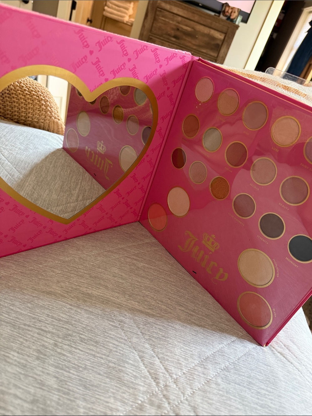 Juicy Couture Pink Velour Cosmetic Neutrals Case with Embroidered Logo
